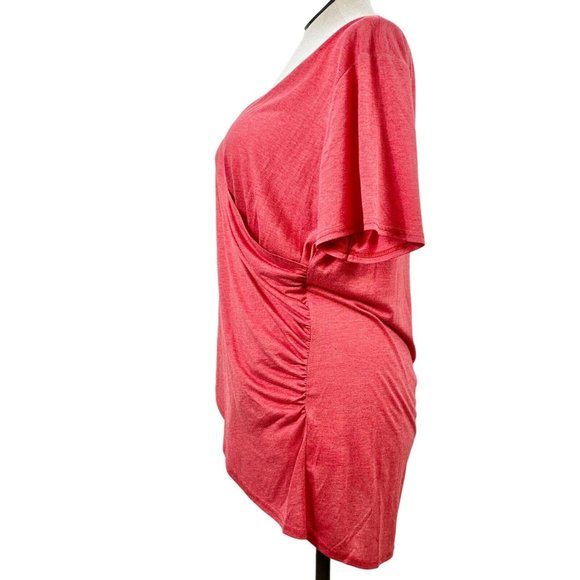 Simple Suzanne Betro Women's Top 3X Heather Red Crossover Tunic Short Sleeve NWT - Picture 5 of 9